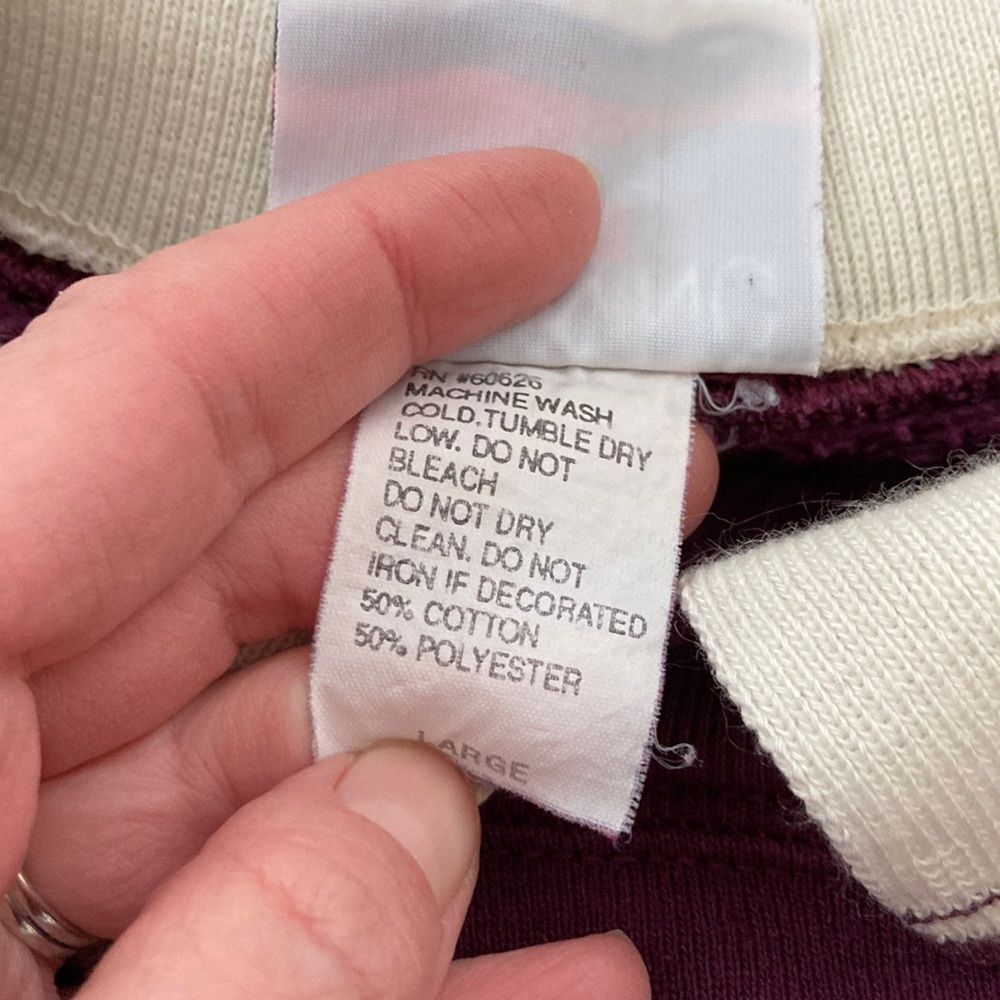 Vintage 90s 80s Morning Sun Purple Racoon Forest Collared Sweatshirt Large - Picture 10 of 12